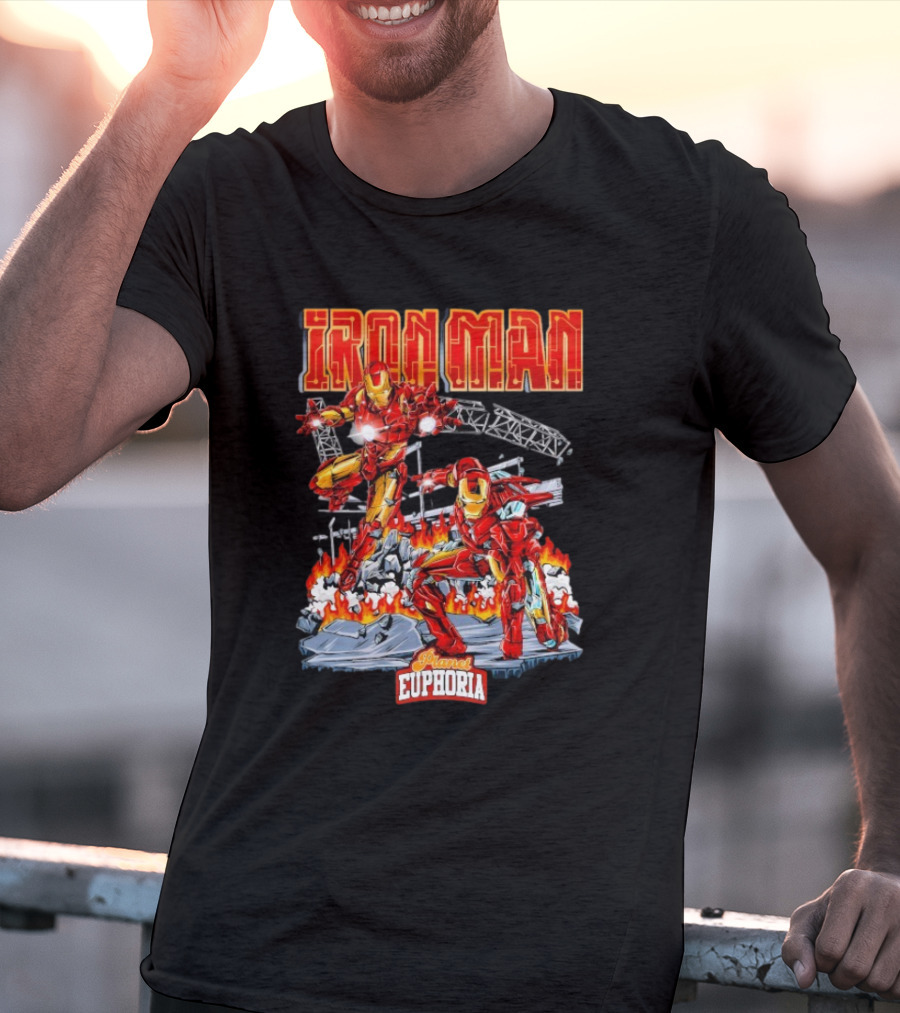 Iron Man Planet Euphoria Fiery Battle Scene T-Shirt