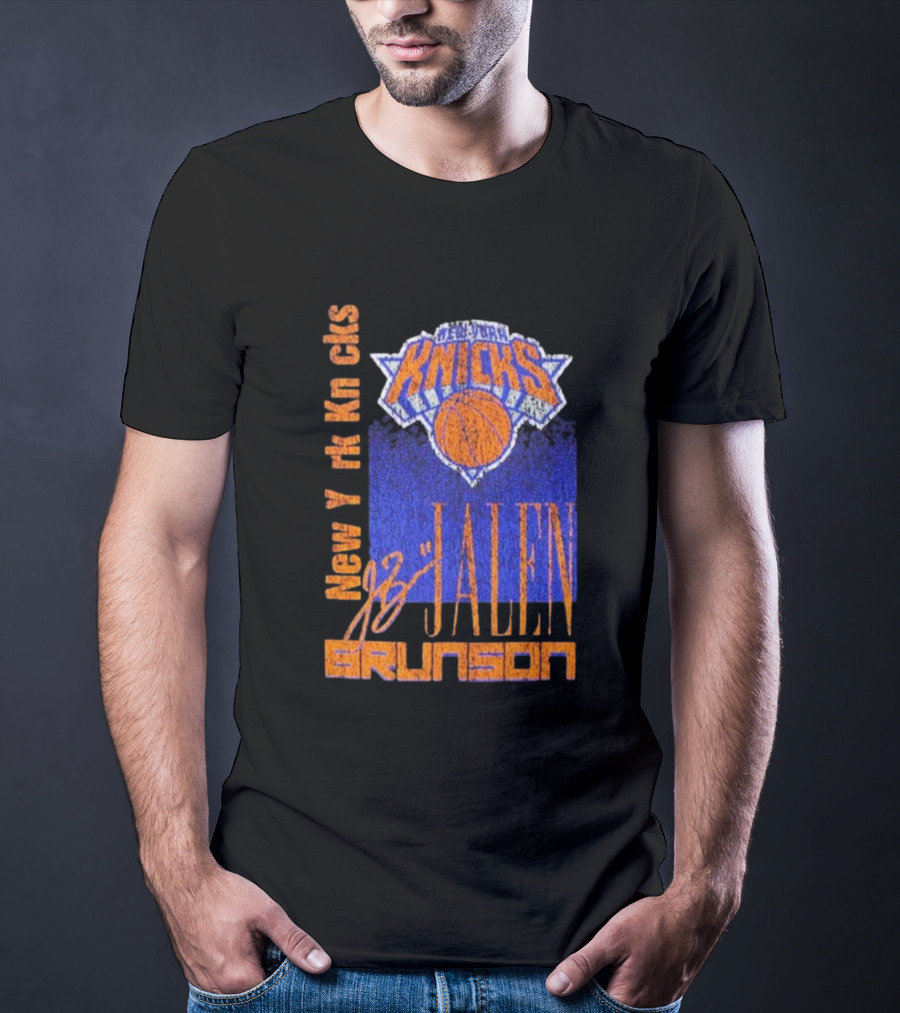 New York Knicks Jalen Brunson NBA Player Signature T-Shirt