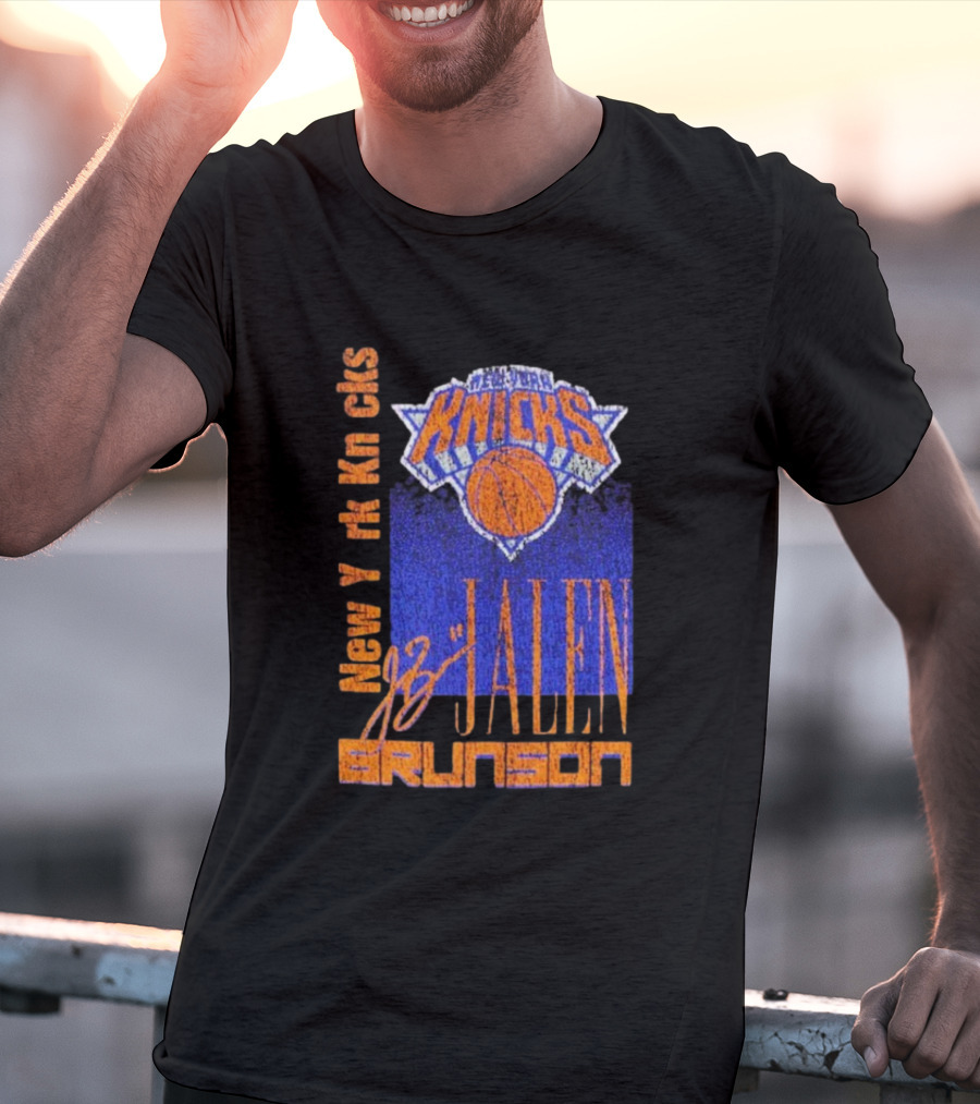 New York Knicks Jalen Brunson NBA Player Signature T-Shirt