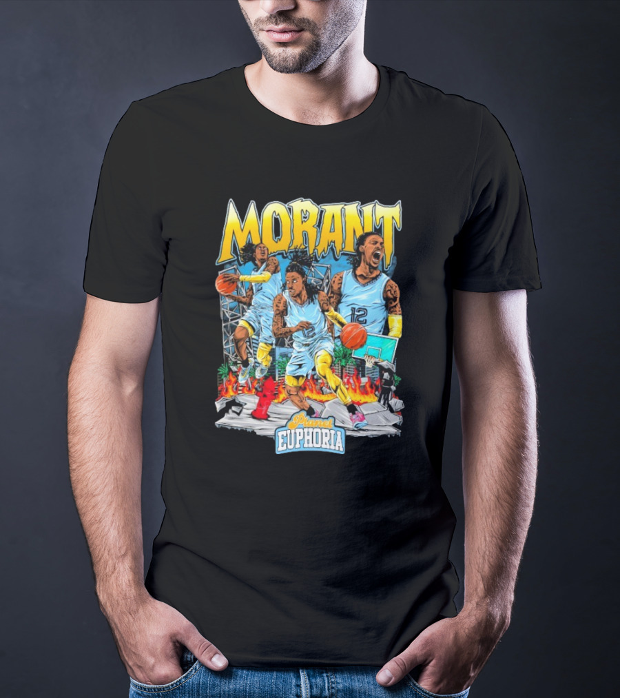 Morant Planet Euphoria Basketball Action Scene T-Shirt