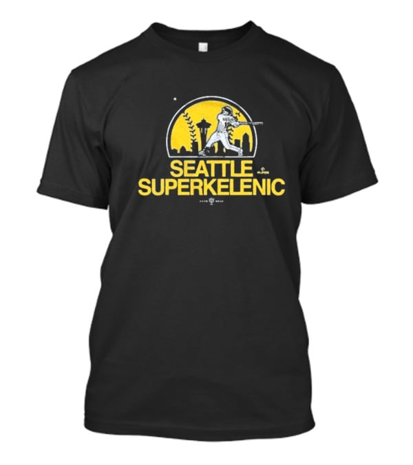 Seattle SuperKelenic Player Silhouette With Space Needle And Cityscape T-Shirt