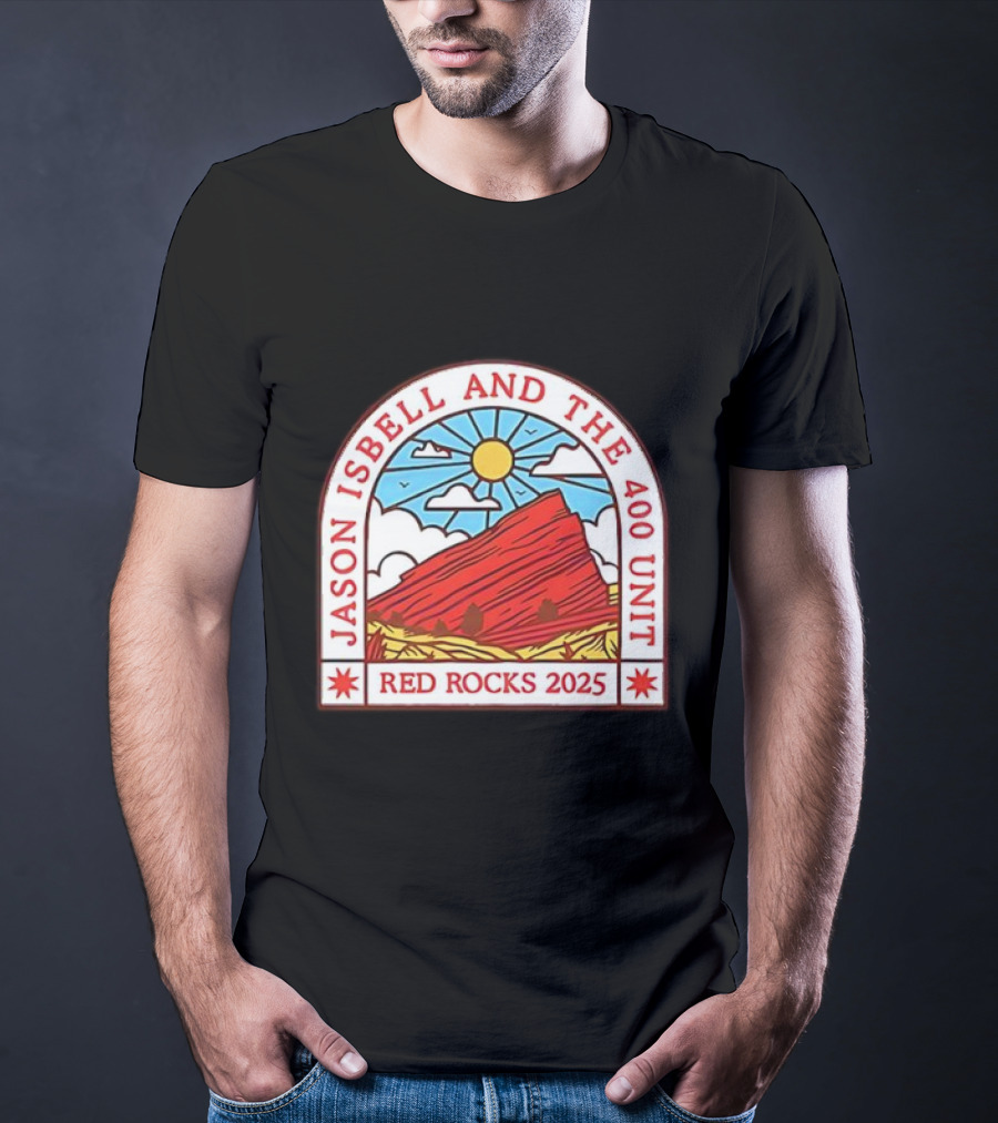 Jason Isbell And The 400 Unit Red Rocks 2025 Sun And Mountains T-Shirt