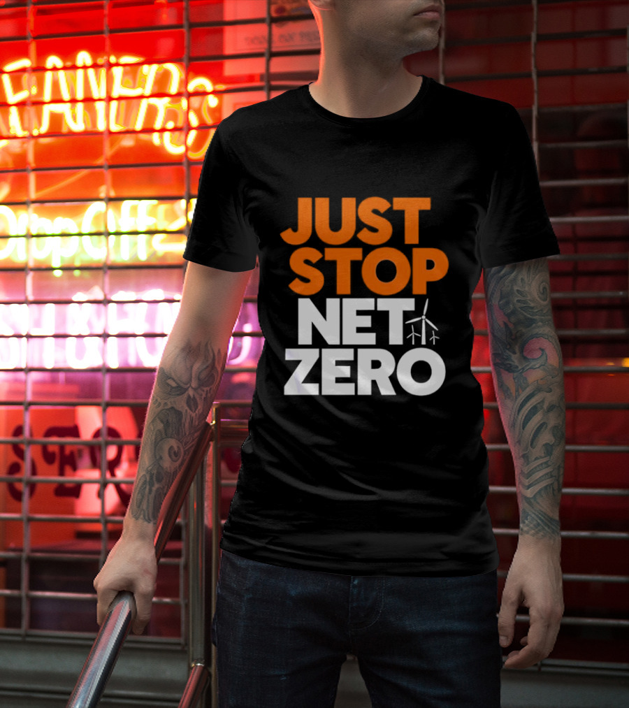 Just Stop Net Zero Wind Turbine Icon T-Shirt