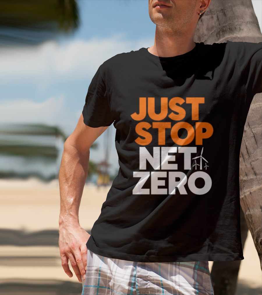 Just Stop Net Zero Wind Turbine Icon T-Shirt