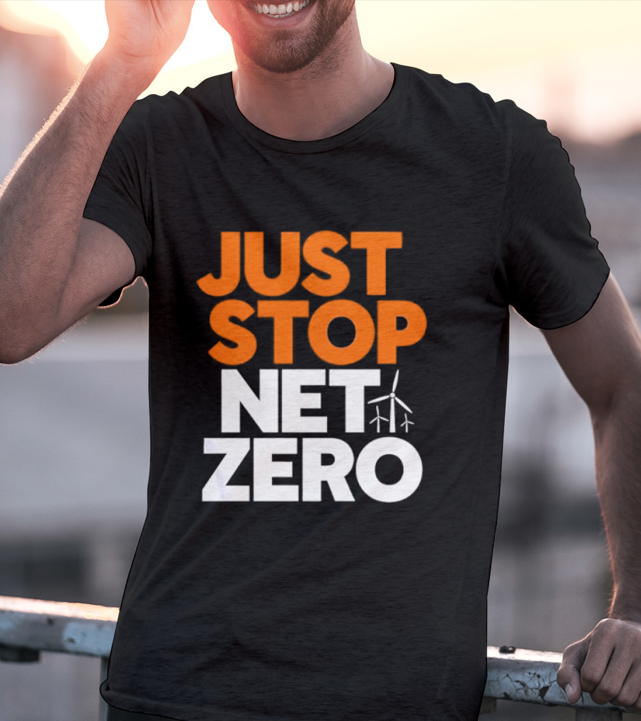 Just Stop Net Zero Wind Turbine Icon T-Shirt