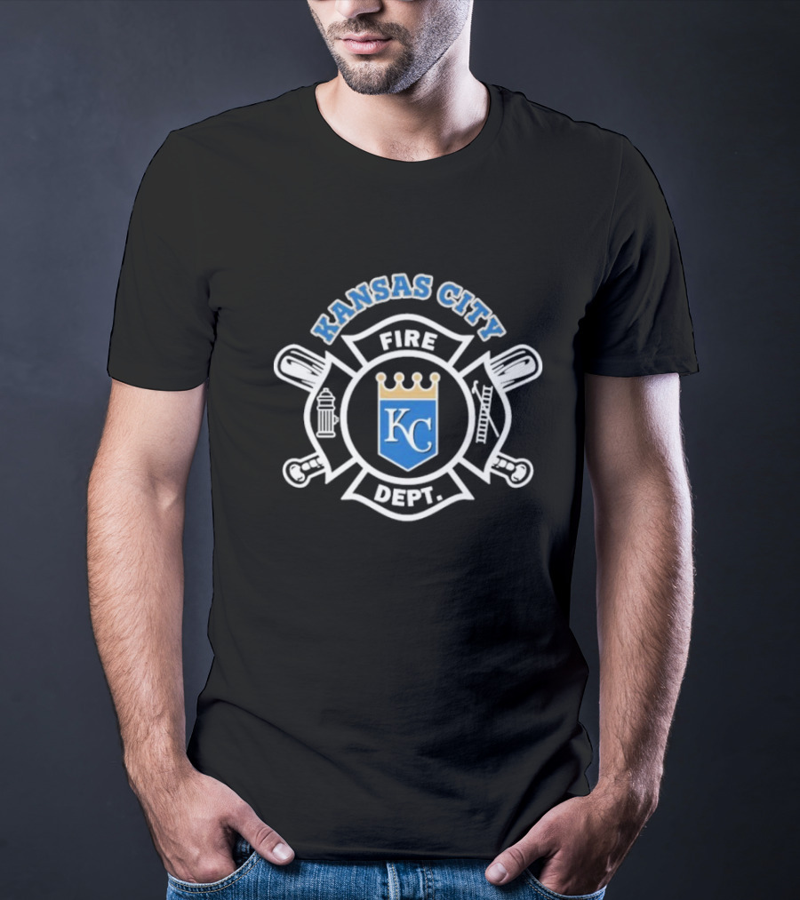 Kansas City Fire Dept KC Royals Crown Badge Firefighters T-Shirt