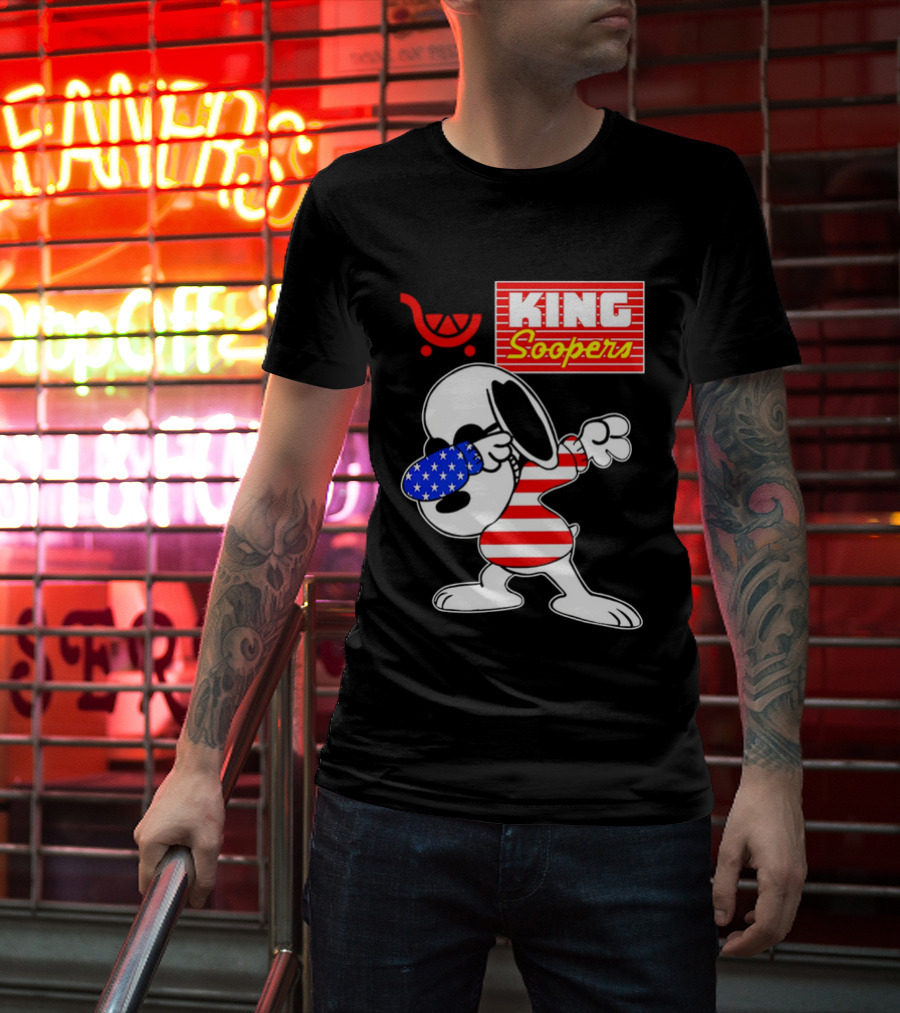 King Soopers Snoopy Dabbing USA Flag Style T-Shirt