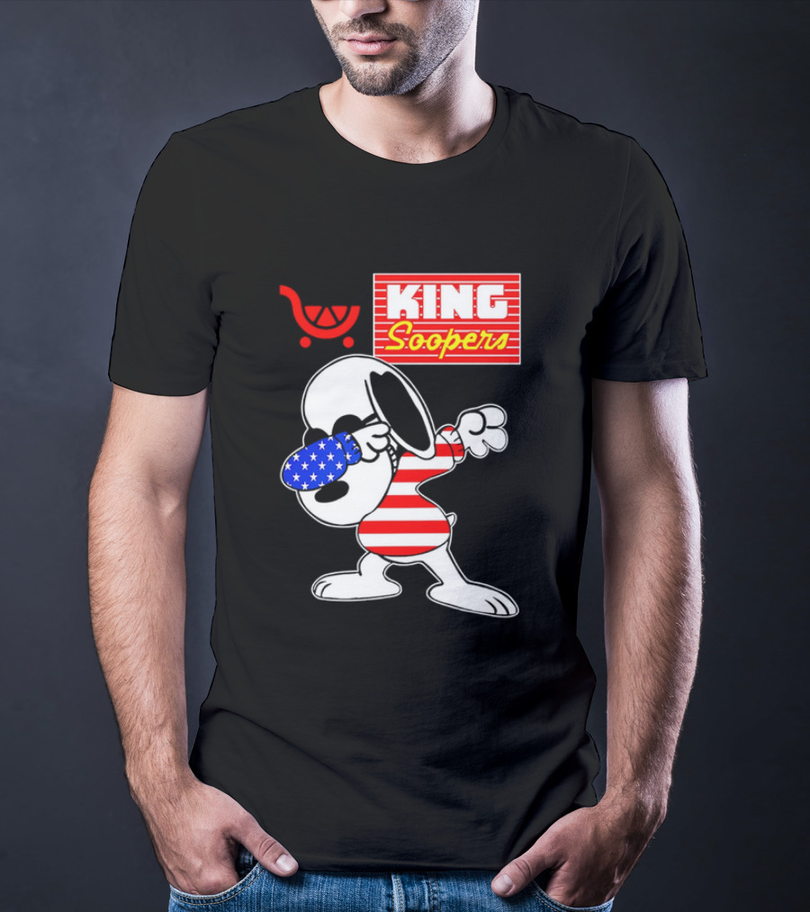 King Soopers Snoopy Dabbing USA Flag Style T-Shirt