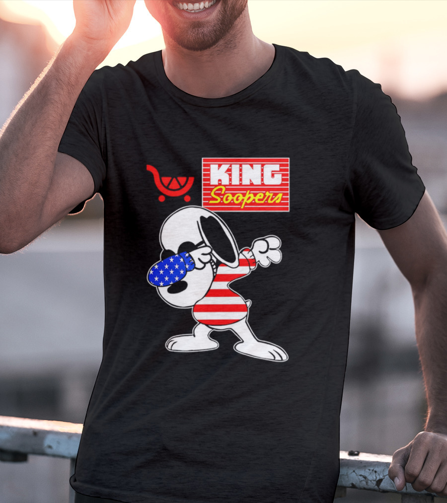 King Soopers Snoopy Dabbing USA Flag Style T-Shirt