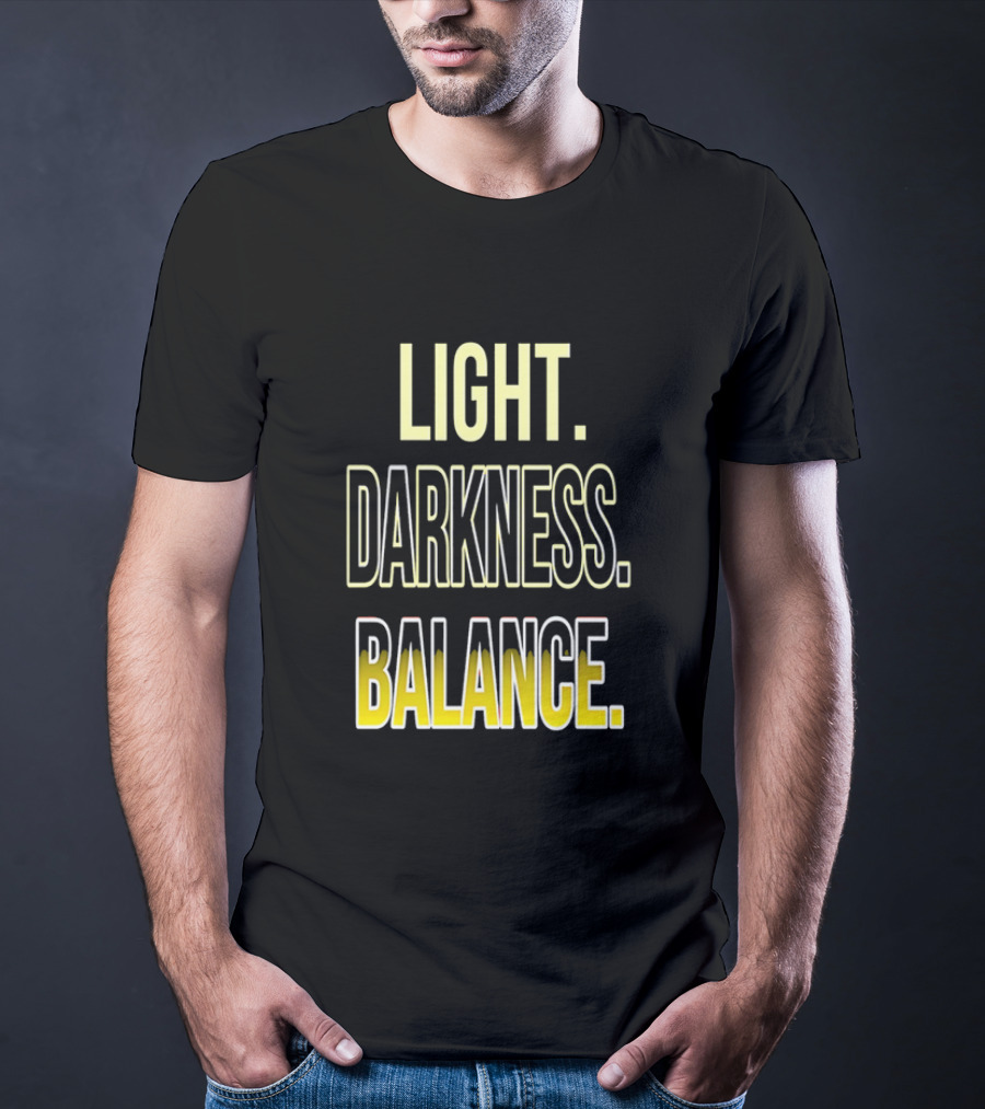 Light Darkness Balance Text In Yellow And Black Typography T-Shirt