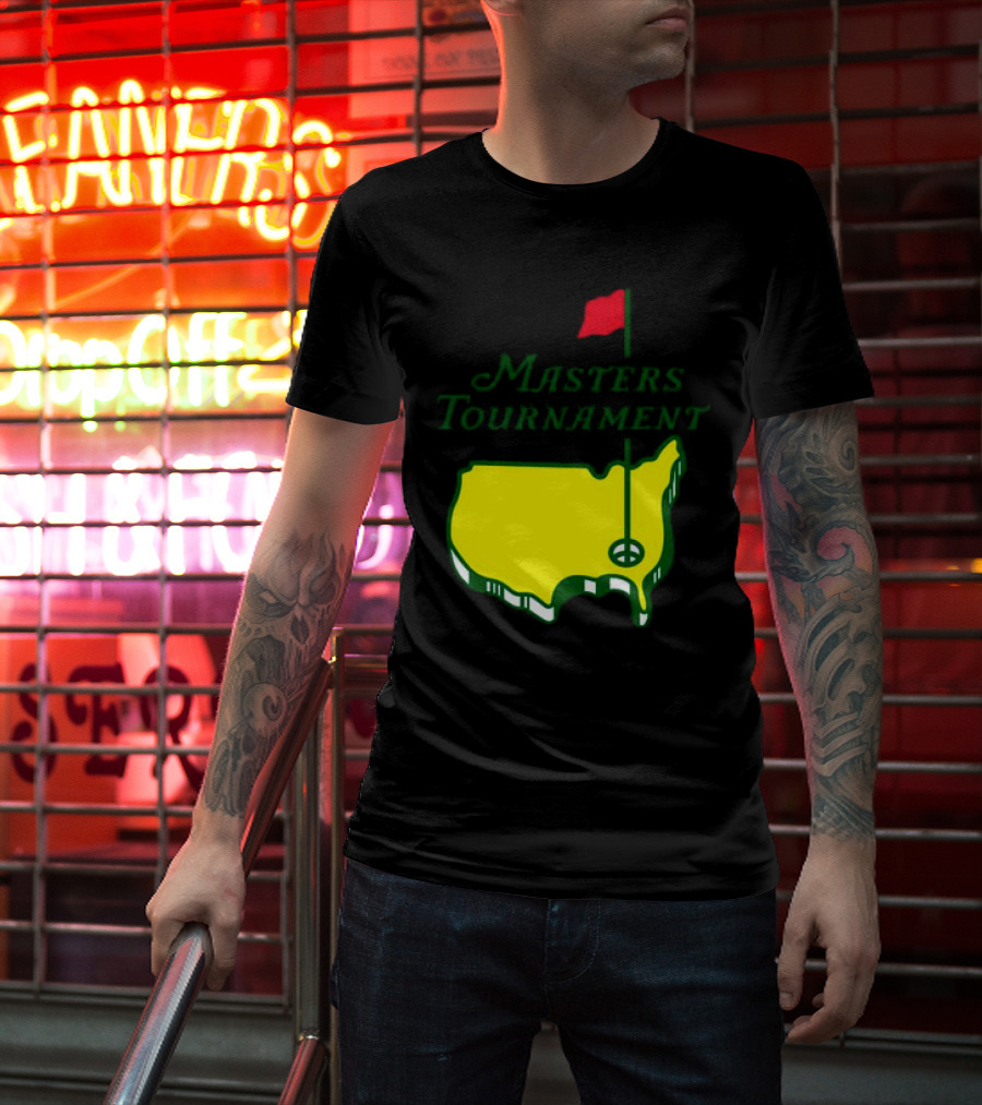 Masters Tournament Yellow Map With Red Flag T-Shirt