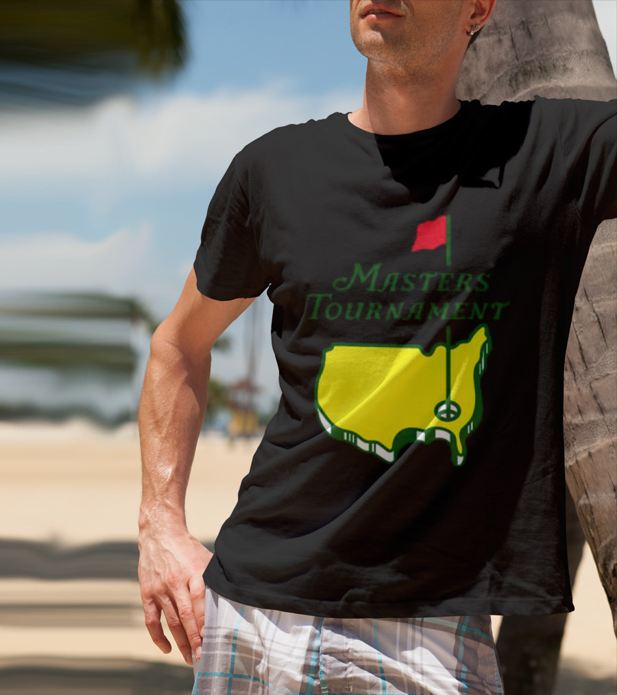 Masters Tournament Yellow Map With Red Flag T-Shirt