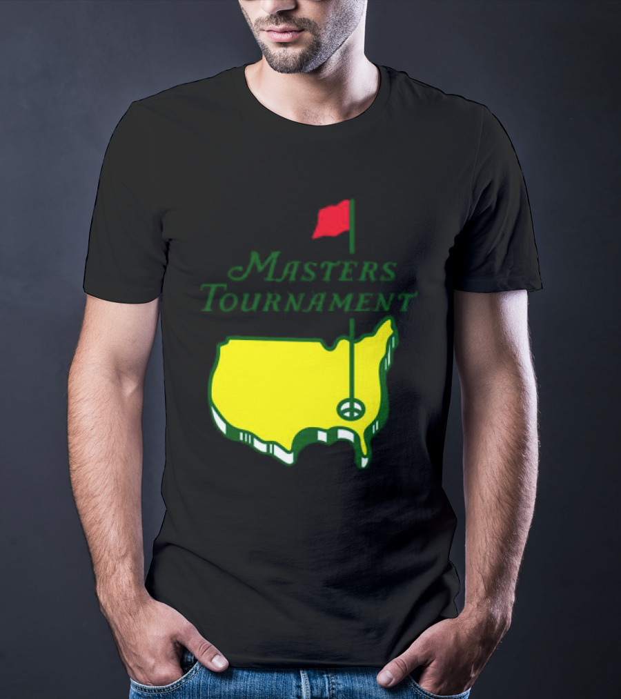 Masters Tournament Yellow Map With Red Flag T-Shirt
