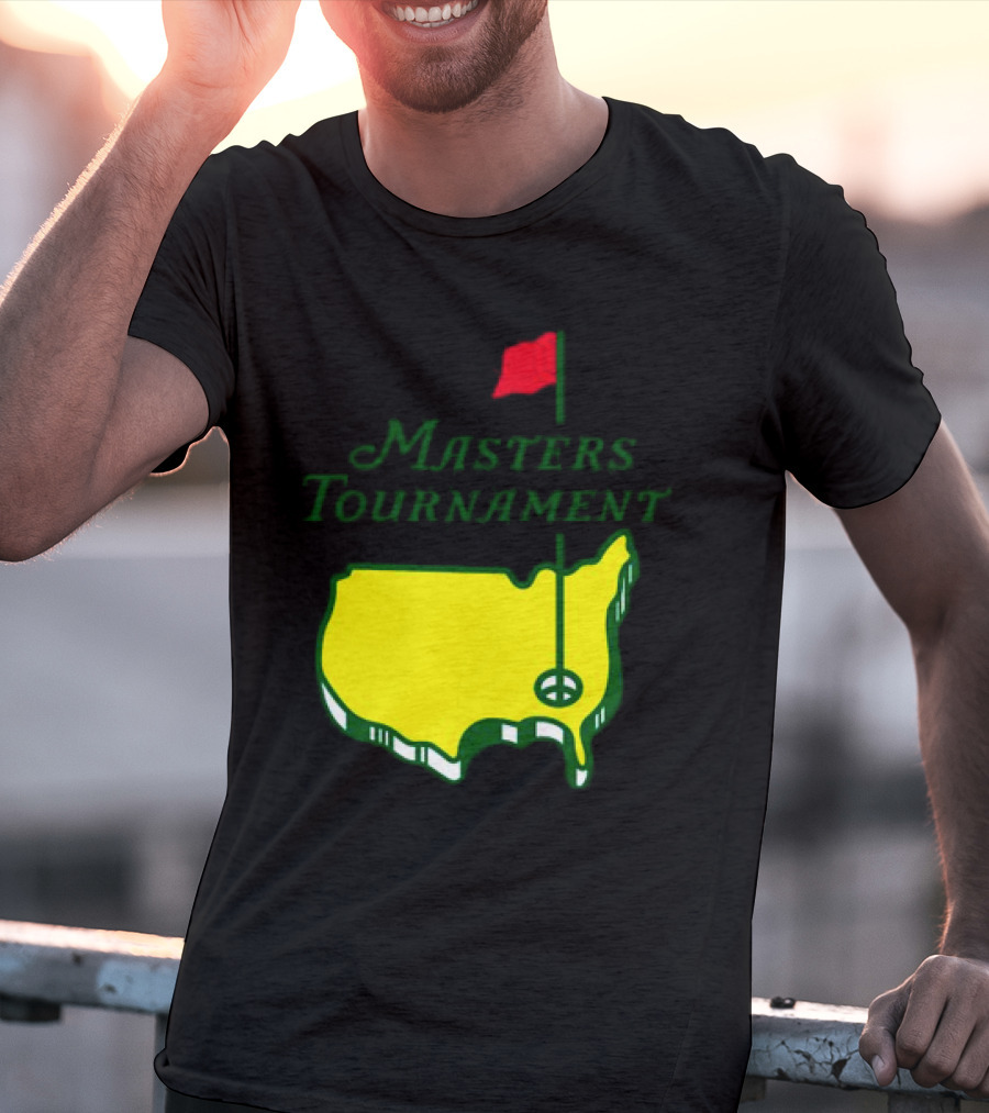 Masters Tournament Yellow Map With Red Flag T-Shirt