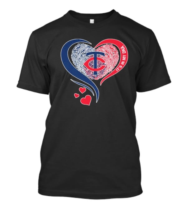 Minnesota Twins TC Logo It's In My DNA Heart Fingerprint Pattern T-Shirt