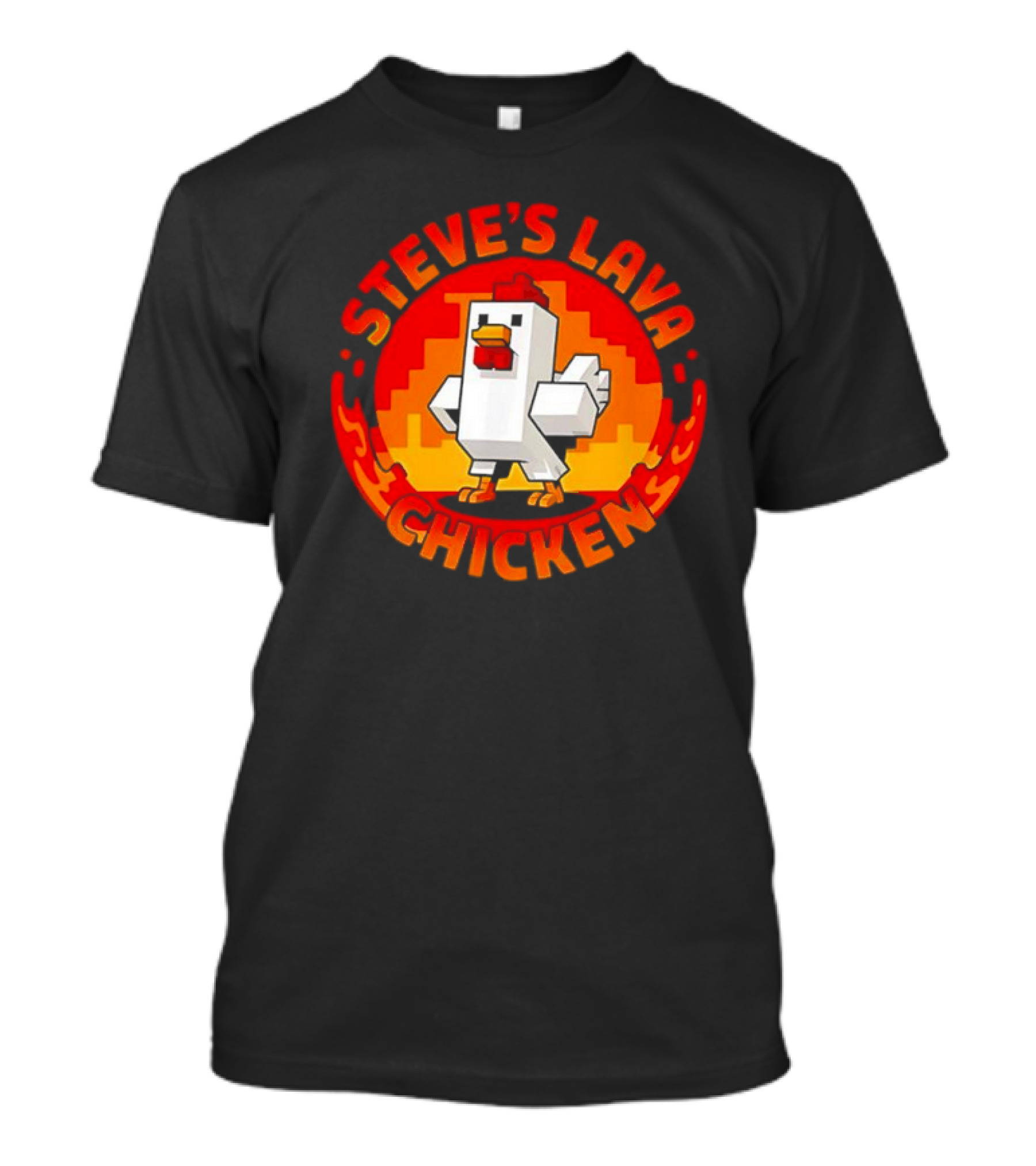 Steve's Lava Chicken Pixel Art Blocky Style T-Shirt