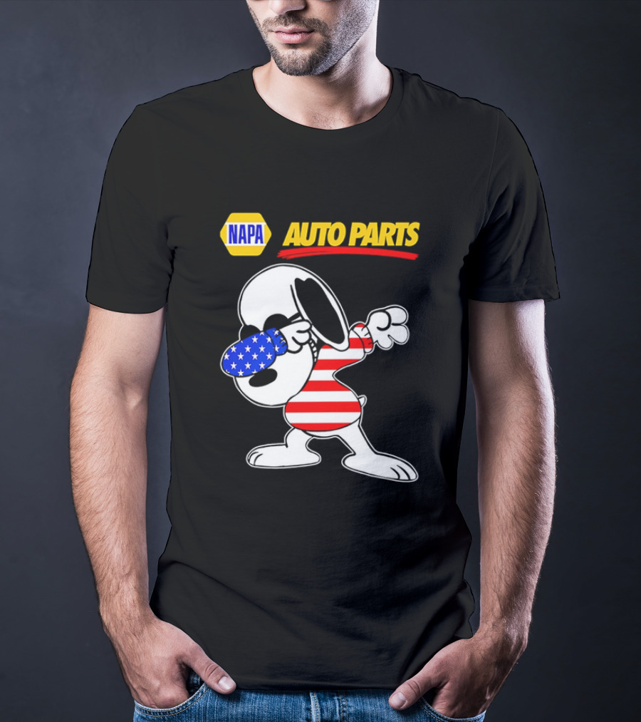 NAPA Auto Parts Snoopy Dabbing USA Flag Character T-Shirt