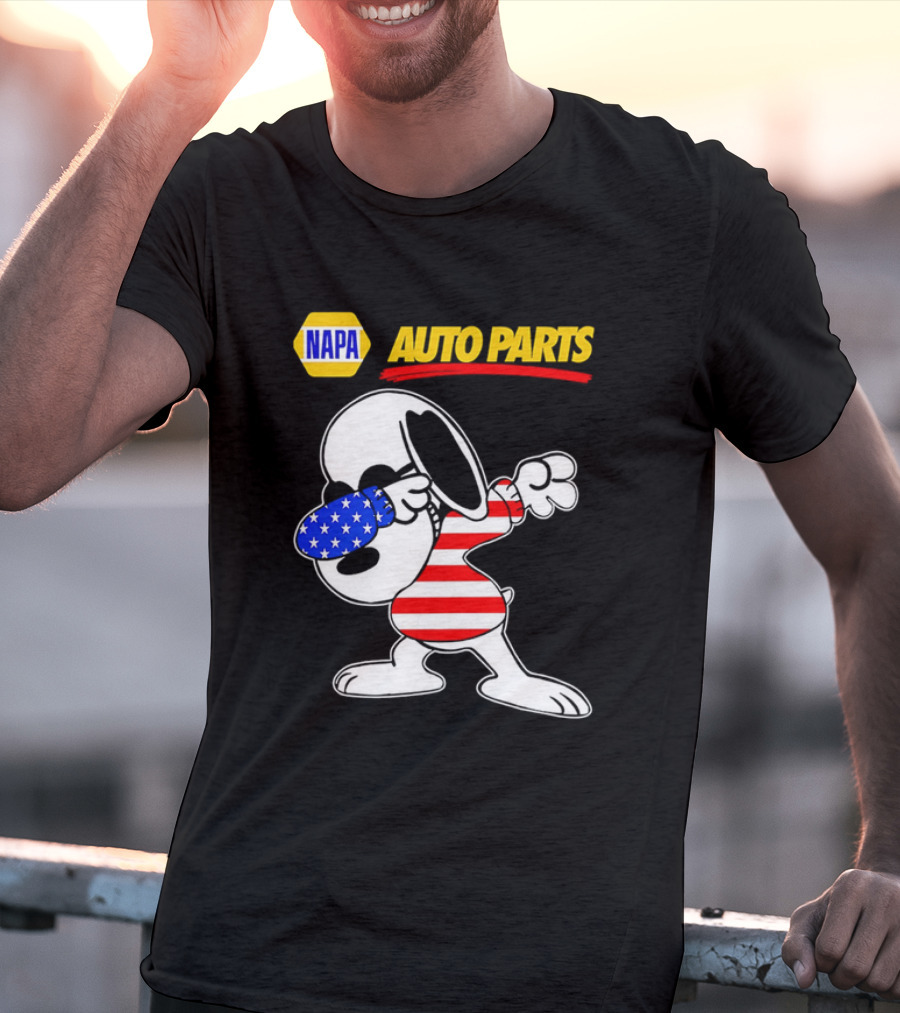 NAPA Auto Parts Snoopy Dabbing USA Flag Character T-Shirt
