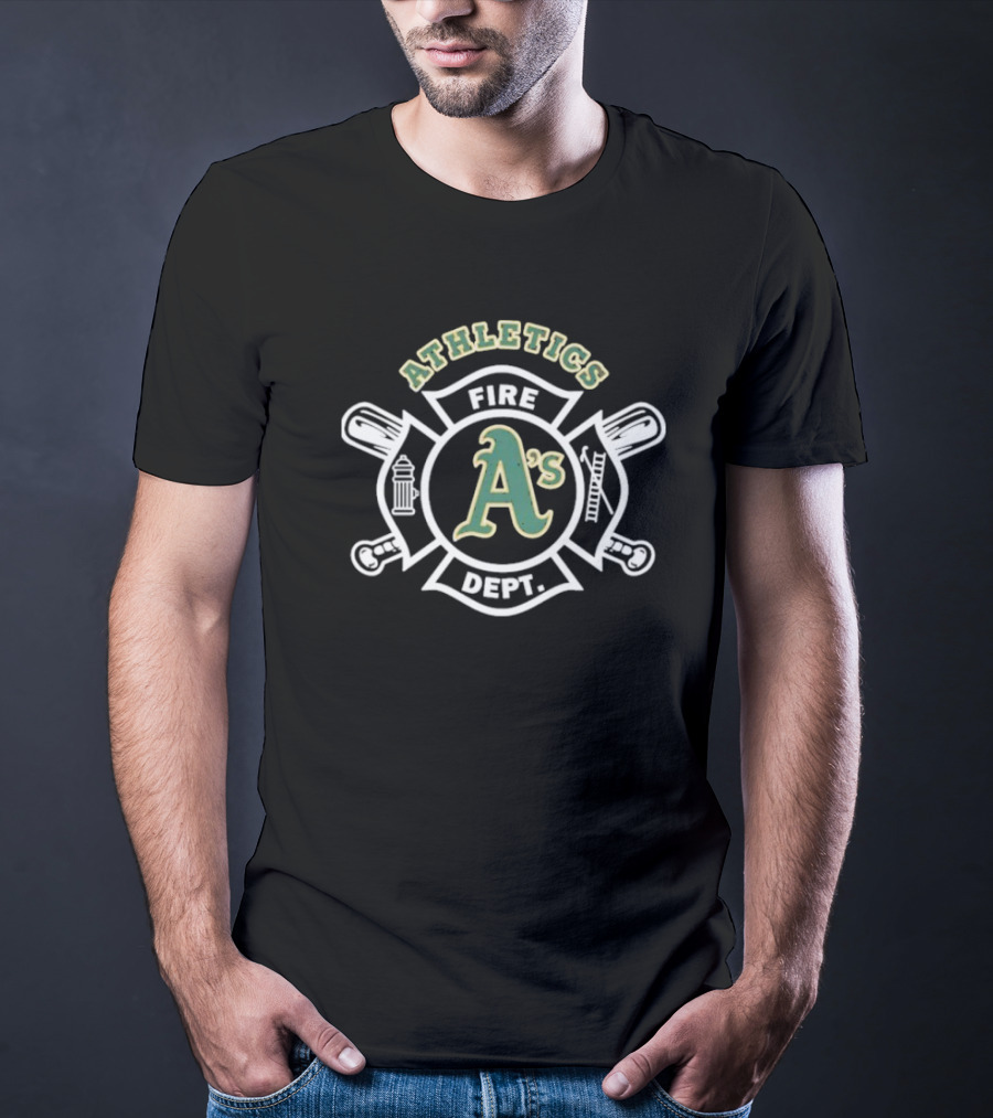 Oakland Athletics A's Fire Dept Firefighters Maltese Cross Design T-Shirt
