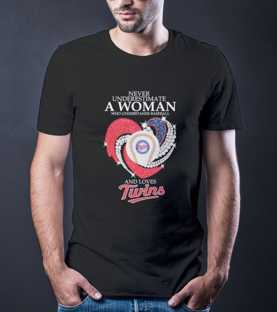 Never Underestimate A Woman Who Understands Baseball And Loves Twins T-Shirt