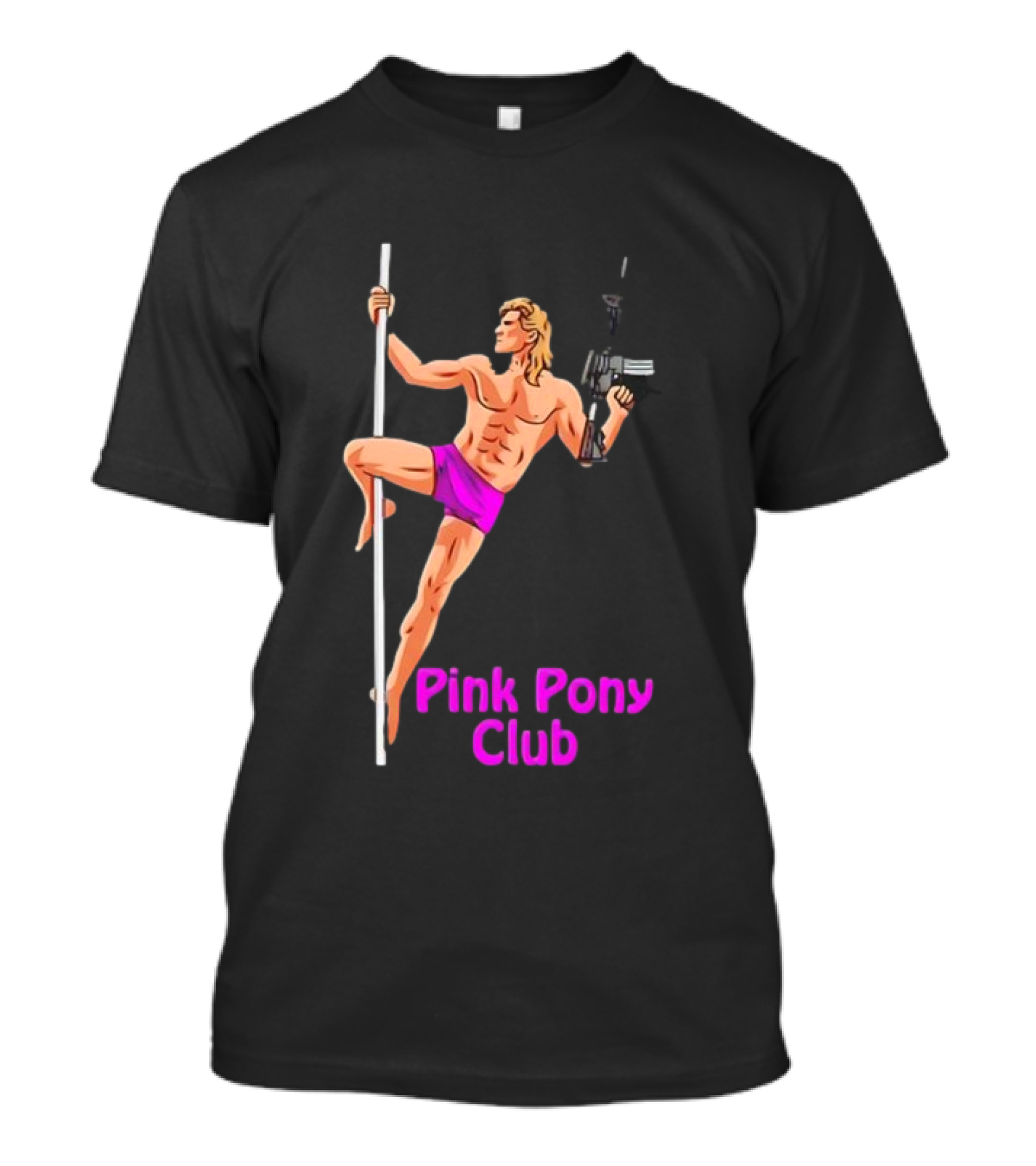 Pink Pony Club Pole Dancer With Gun T-Shirt