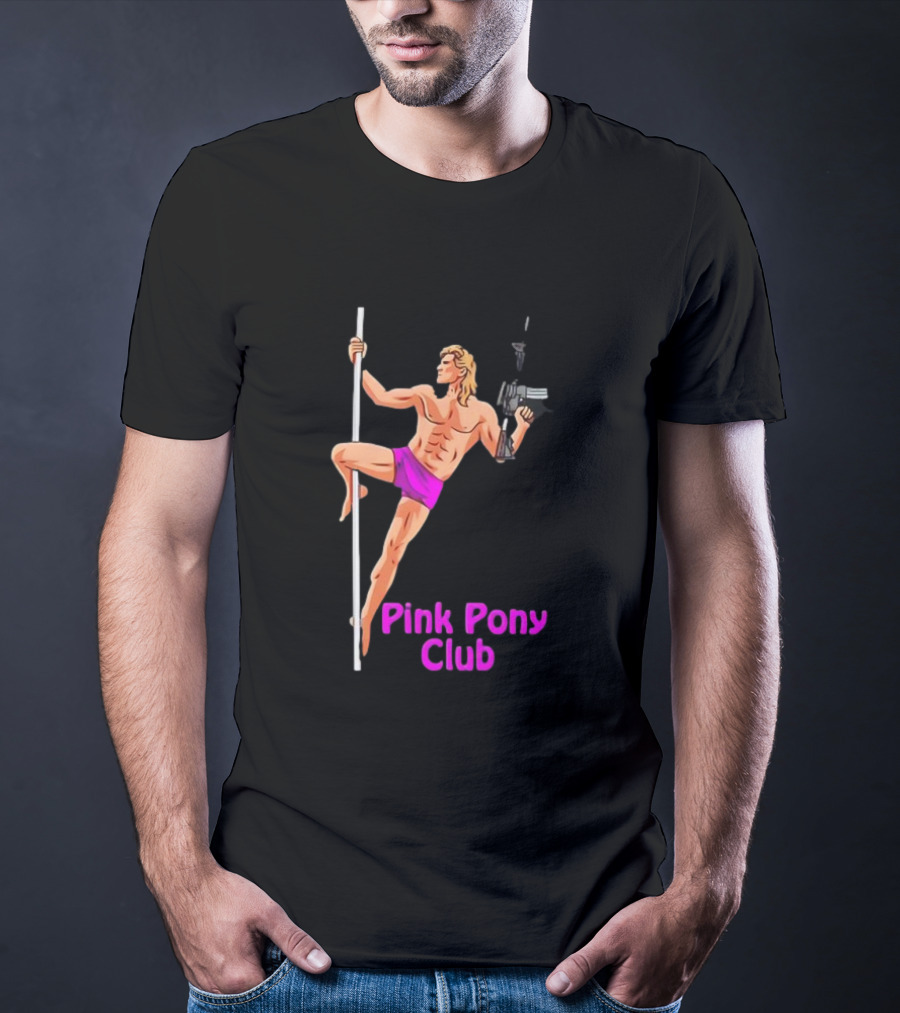Pink Pony Club Pole Dancer With Gun T-Shirt