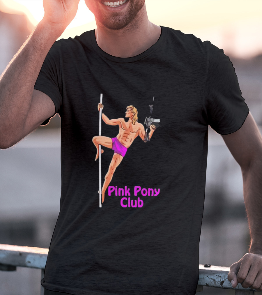 Pink Pony Club Pole Dancer With Gun T-Shirt