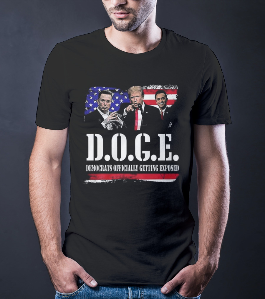 Patriot Pride Mens D.O.G.E Team Democrats Officially Getting Exposed USA Flag Icons T-Shirt