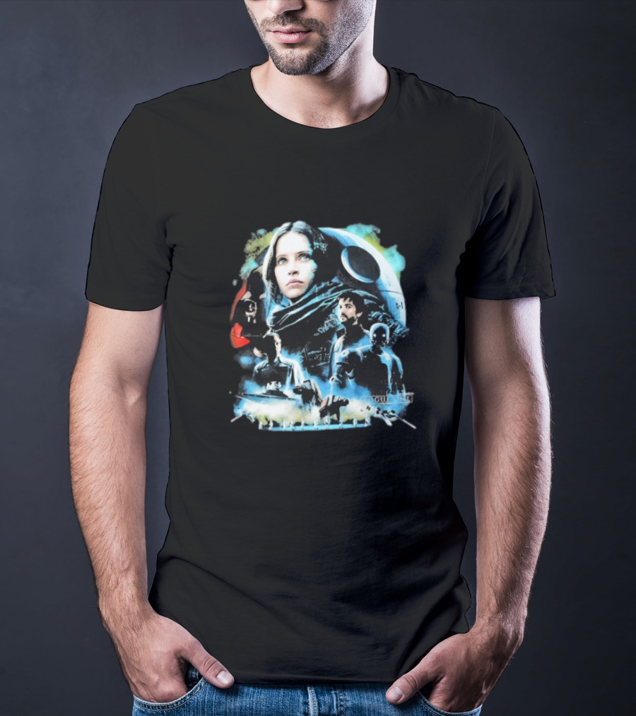 Rogue One A Star Wars Story Geeks Rule 15 Jyn Erso Cassian K-2SO Darth Vader Silkscreen T-Shirt