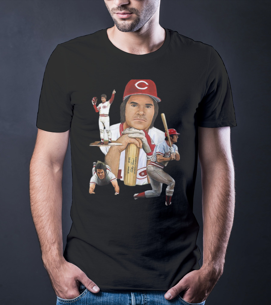 PETE ROSE Cincinnati Reds Baseball Legend 41 24 T-Shirt