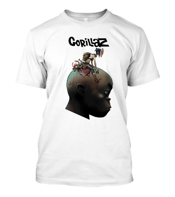 Gorillaz Character Sitting On Head Star Symbol T-Shirt
