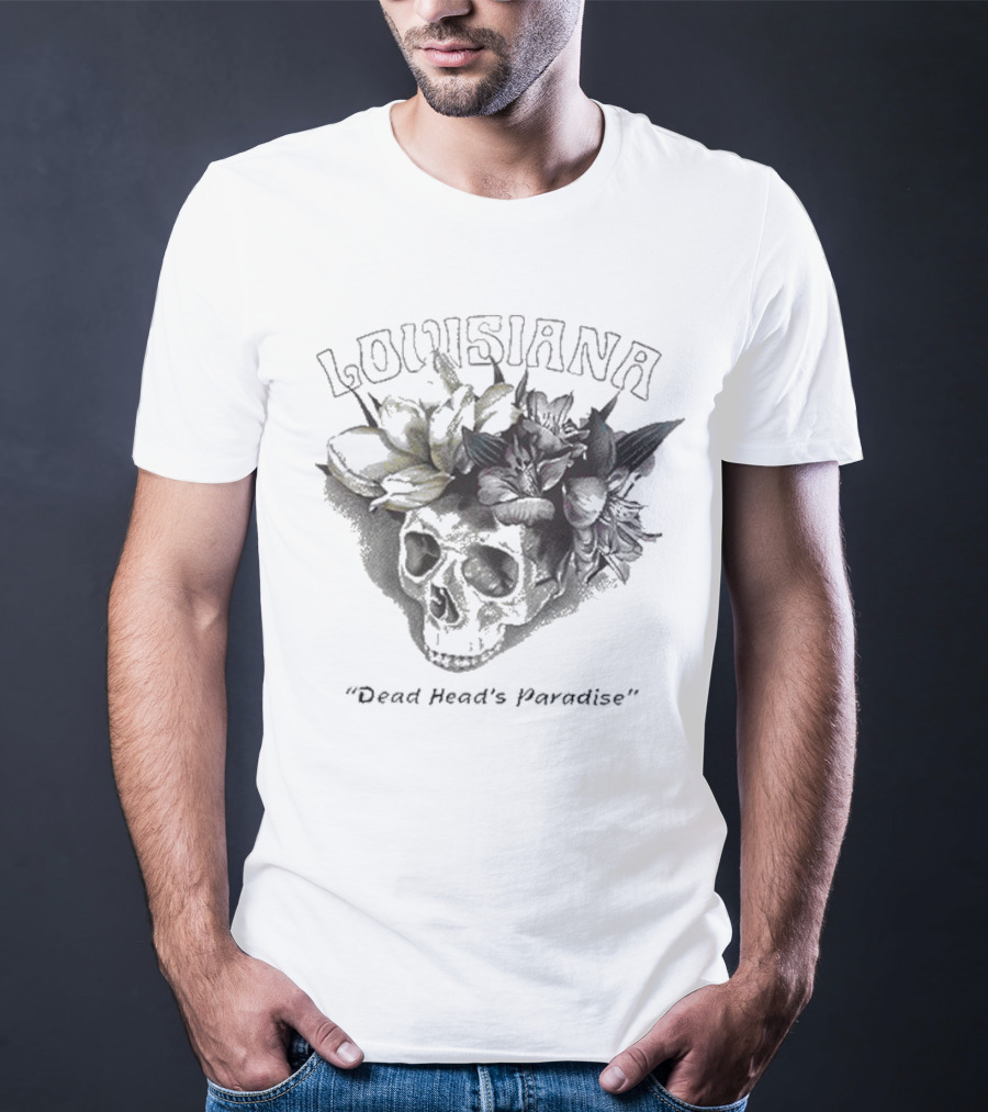 Grateful Dead Skull With Louisiana Dead Head's Paradise Floral Elements T-Shirt
