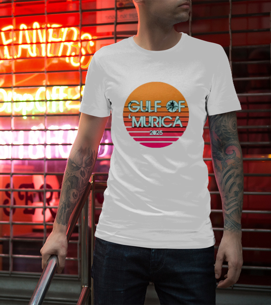 Gulf Of 'Murica 2025 Vintage Retro Sunset Vibe T-Shirt