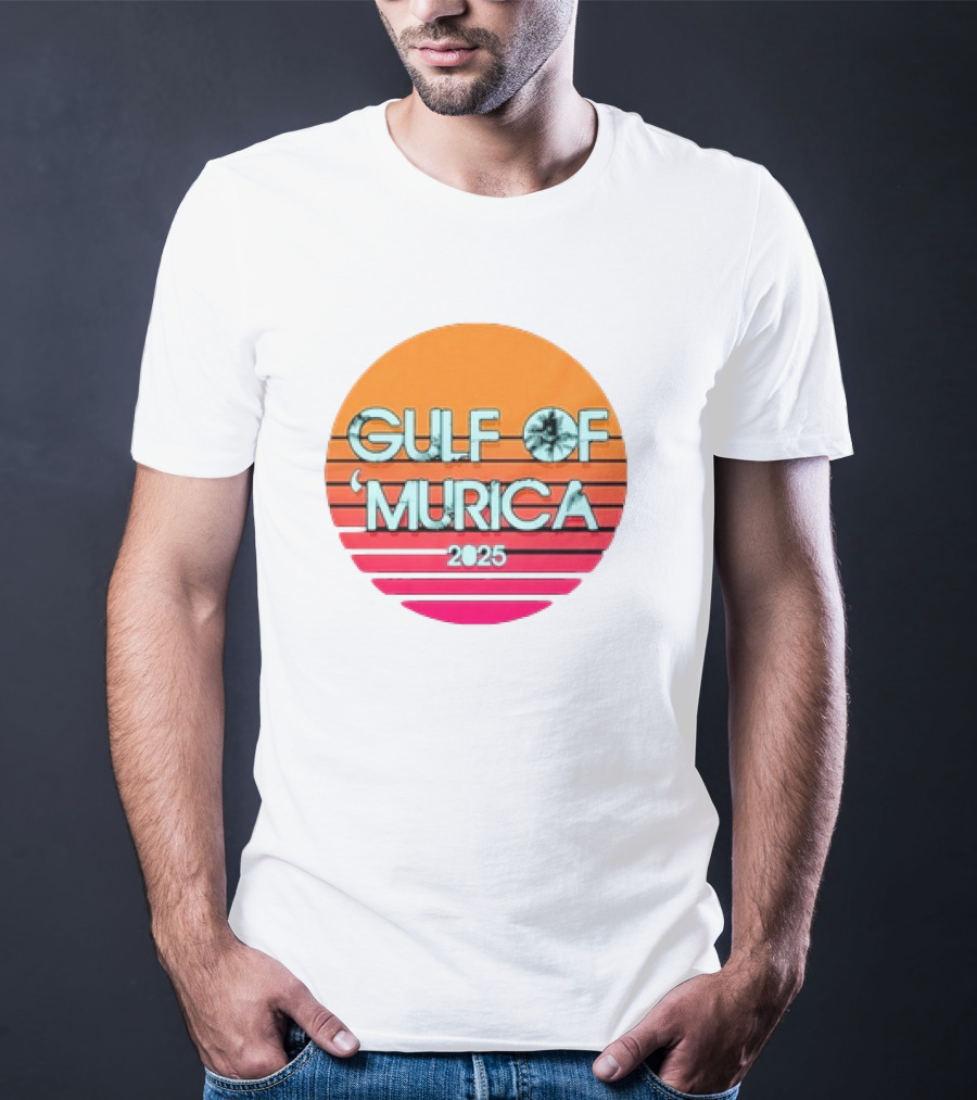 Gulf Of 'Murica 2025 Vintage Retro Sunset Vibe T-Shirt