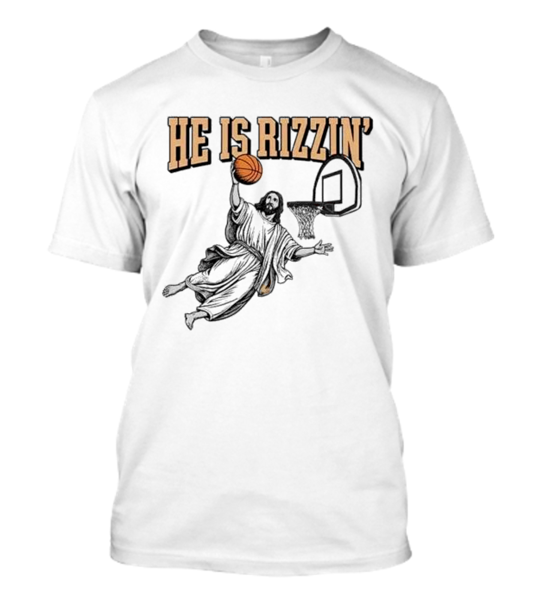 He Is Rizzin Jesus Dunk Basketball Retro Vintage Style T-Shirt