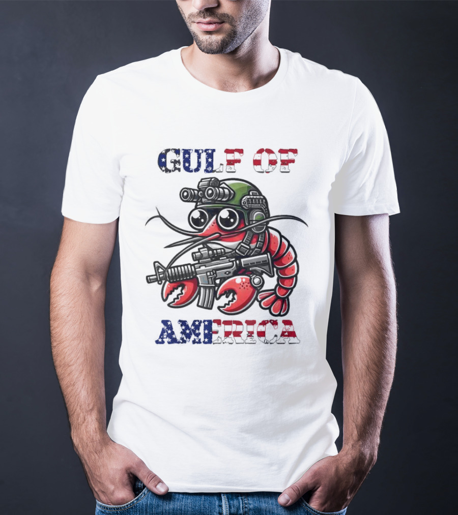 Gulf Of America Tactical Shrimp Patriotic Military Camouflage T-Shirt