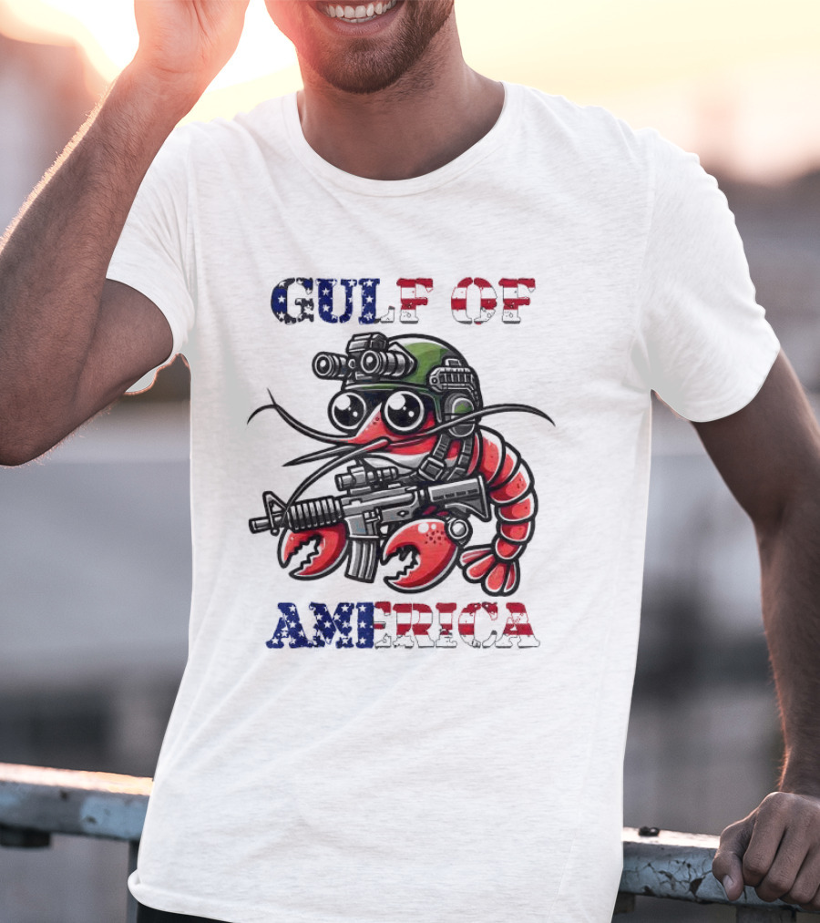 Gulf Of America Tactical Shrimp Patriotic Military Camouflage T-Shirt