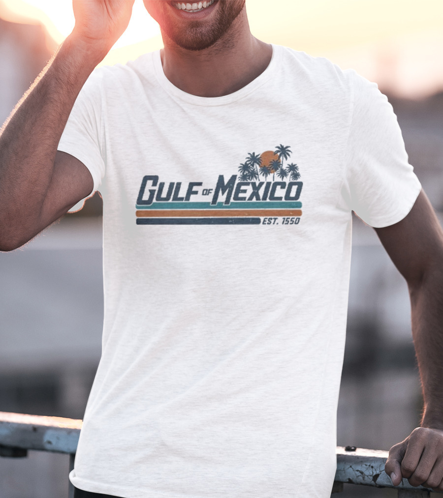 Gulf Of Mexico Est 1550 Palm Trees Retro Sunset Vintage Style T-Shirt