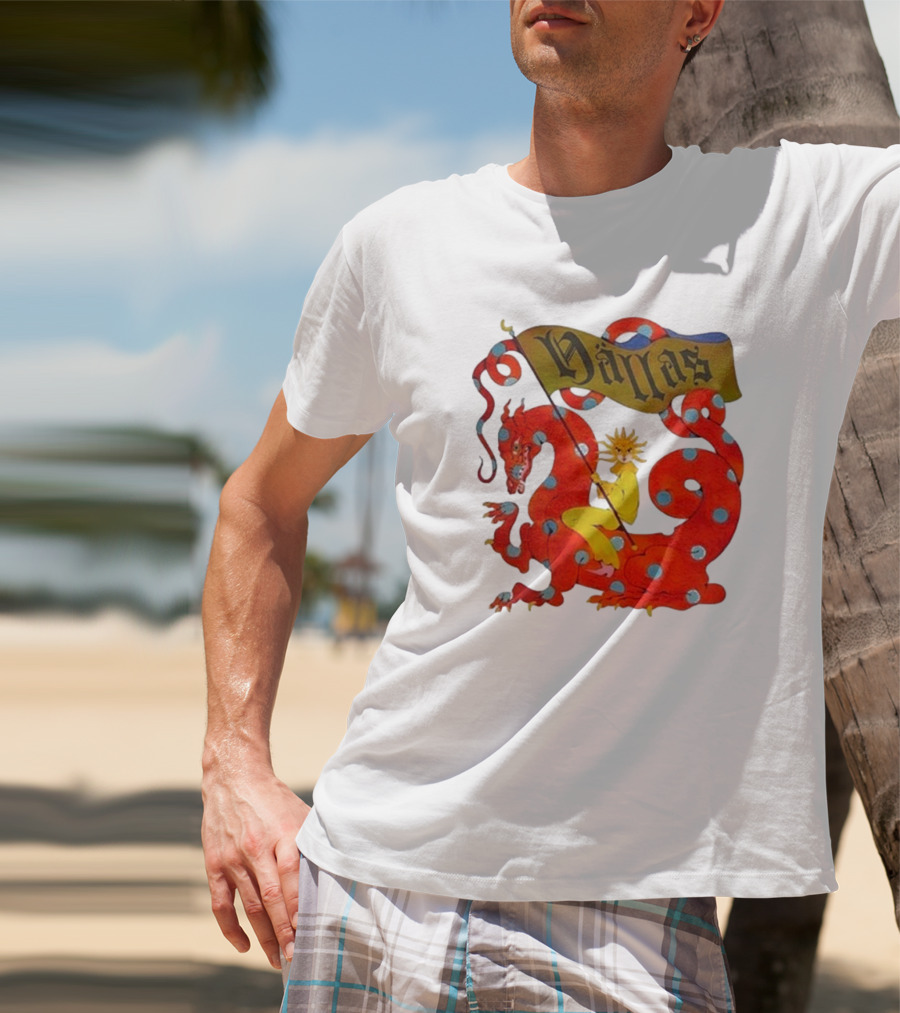 Hällas Flower Knight Riding Red Polka Dot Dragon T-Shirt