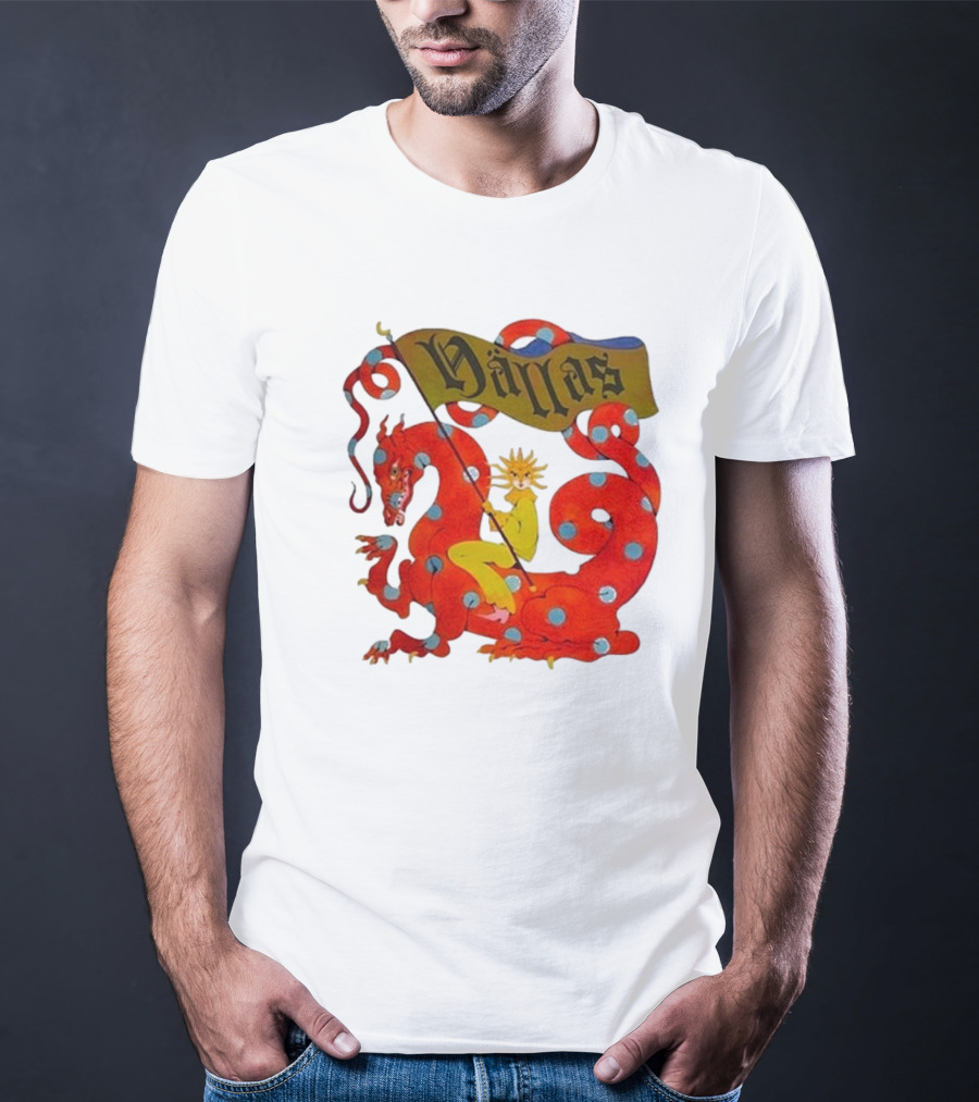 Hällas Flower Knight Riding Red Polka Dot Dragon T-Shirt