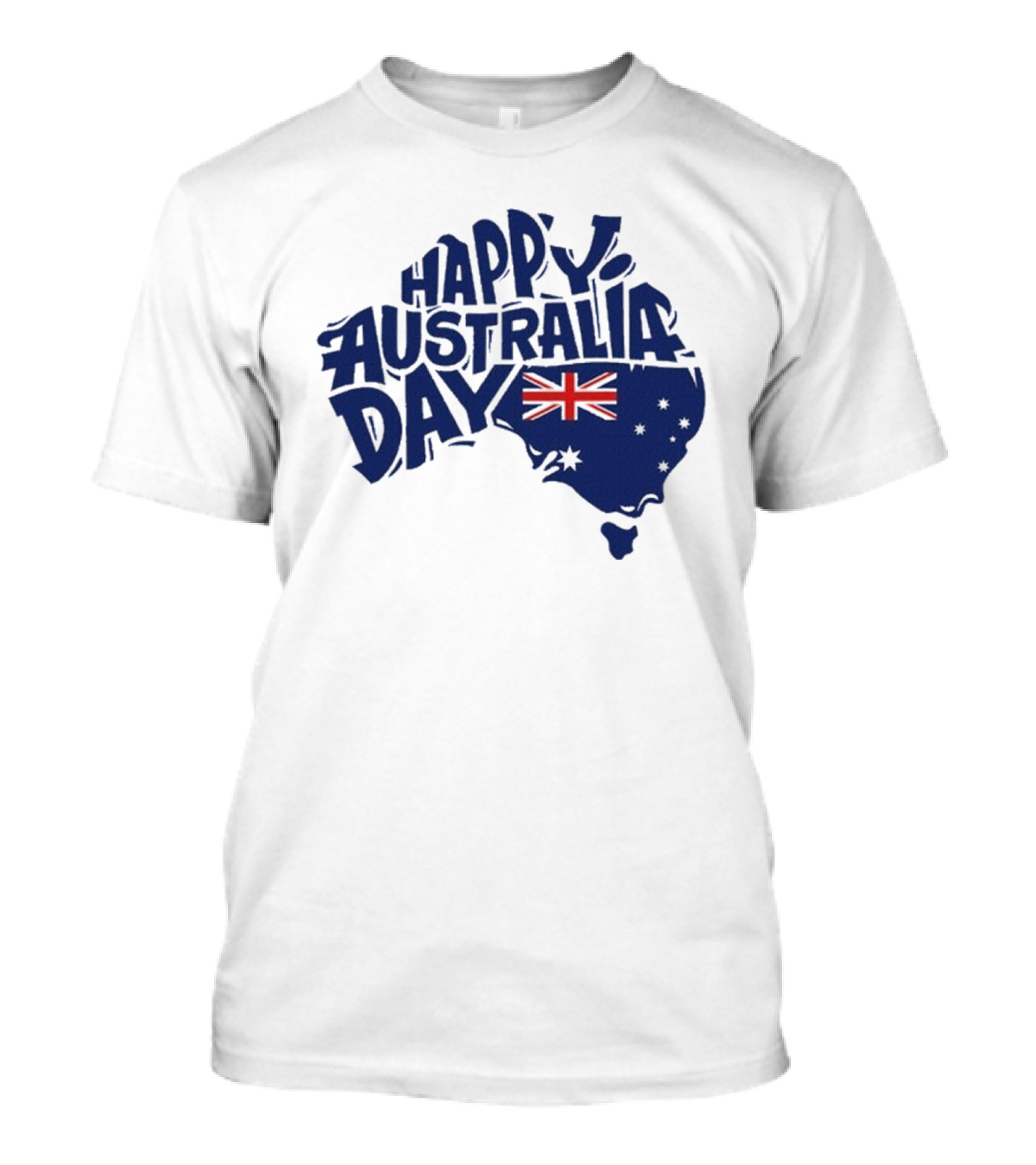 Happy Australia Day Map With Flag Inside Text T-Shirt