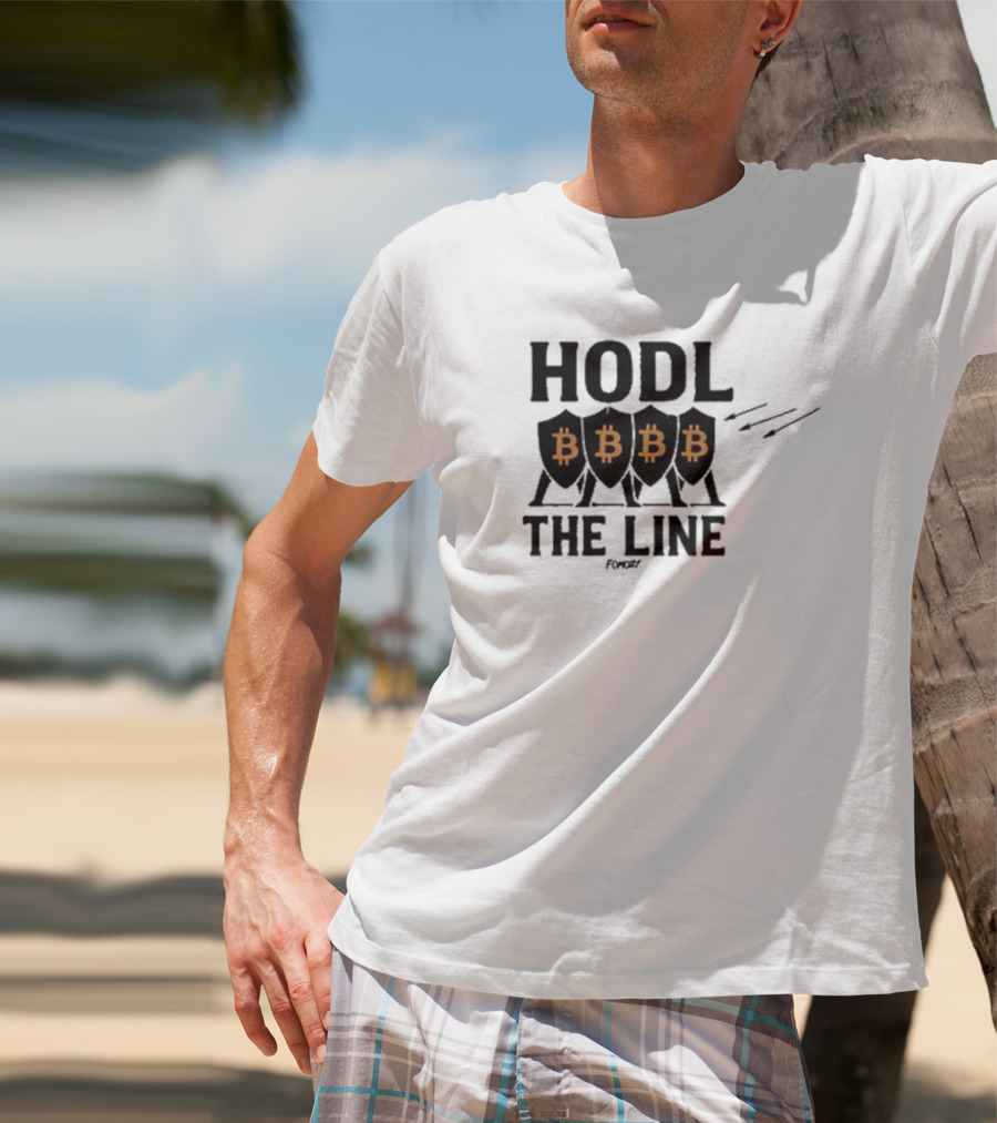 Hodl The Line Bitcoin Warrior Cryptocurrency Enthusiast BBB Pattern T-Shirt