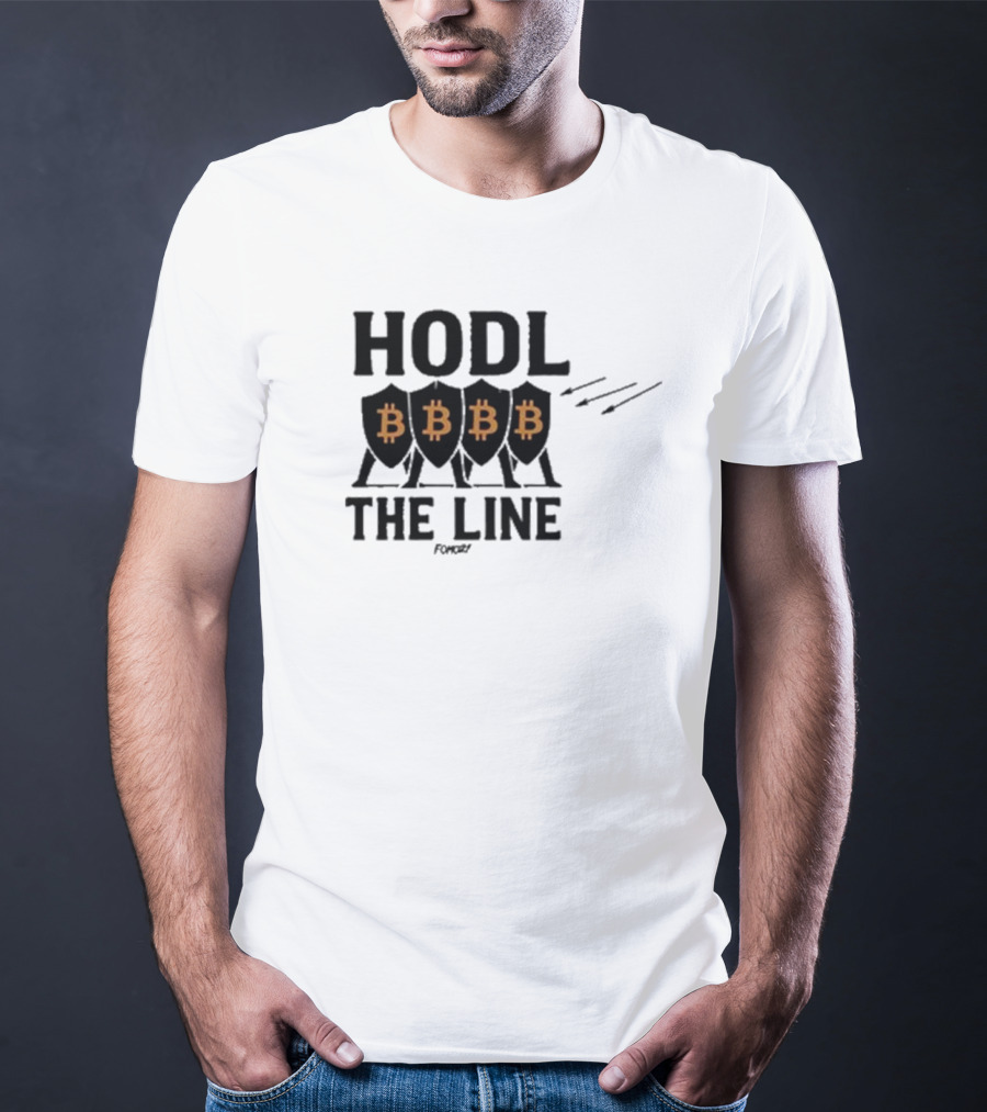 Hodl The Line Bitcoin Warrior Cryptocurrency Enthusiast BBB Pattern T-Shirt
