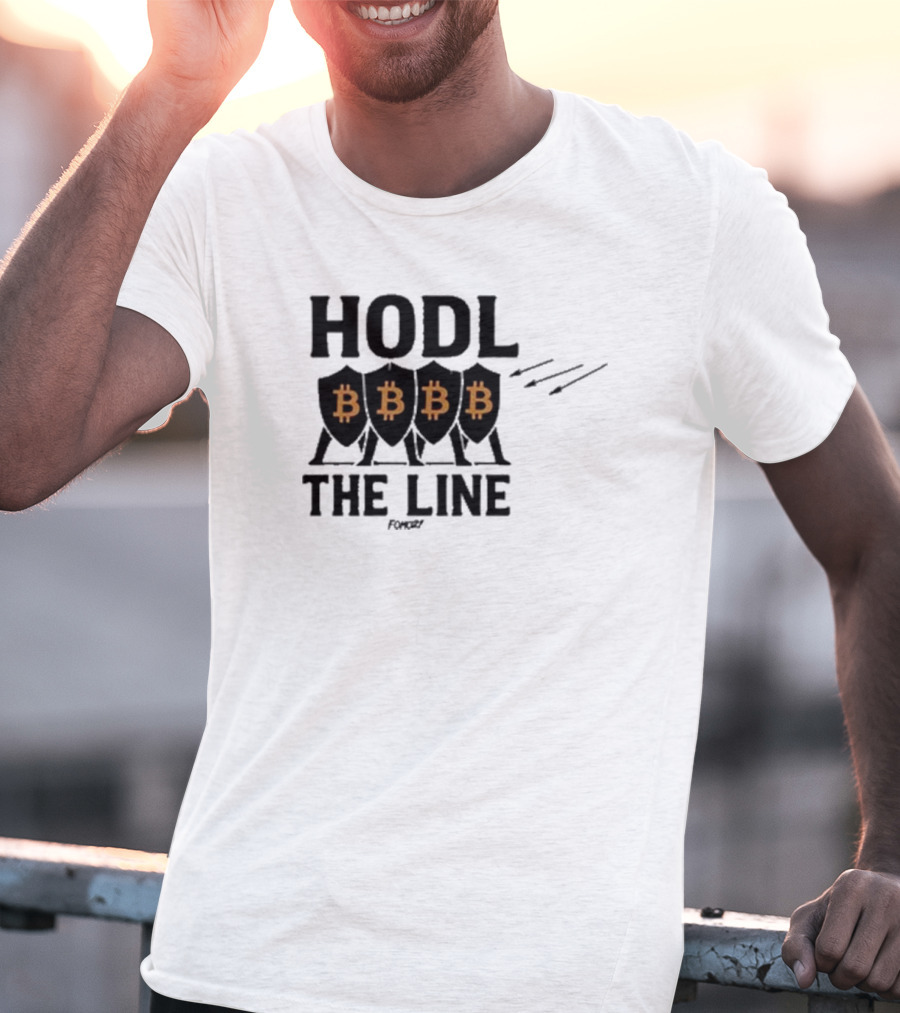 Hodl The Line Bitcoin Warrior Cryptocurrency Enthusiast BBB Pattern T-Shirt
