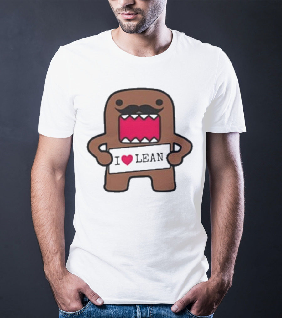I Love Lean Domo Heart Mustache Cartoon Character T-Shirt
