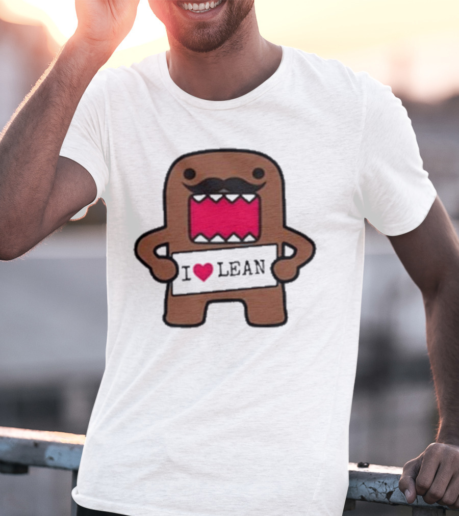 I Love Lean Domo Heart Mustache Cartoon Character T-Shirt