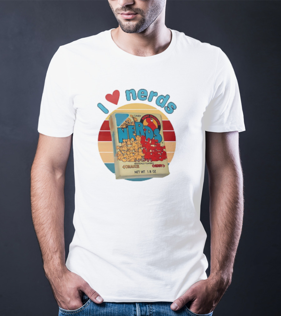 I Love Nerds Candy Box Cherry Orange Vintage Retro Style T-Shirt
