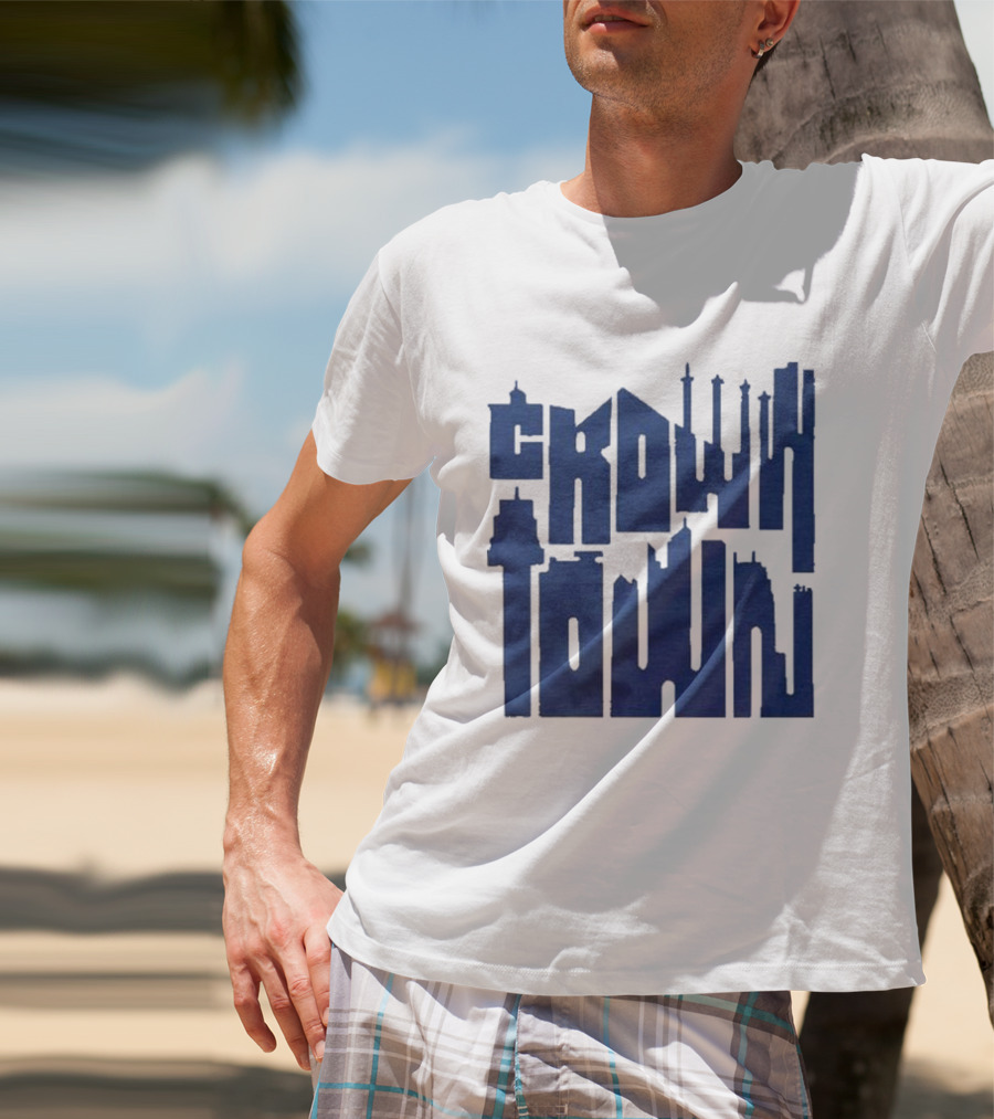 Kansas City Royals Crown Town Skyline Text Art T-Shirt