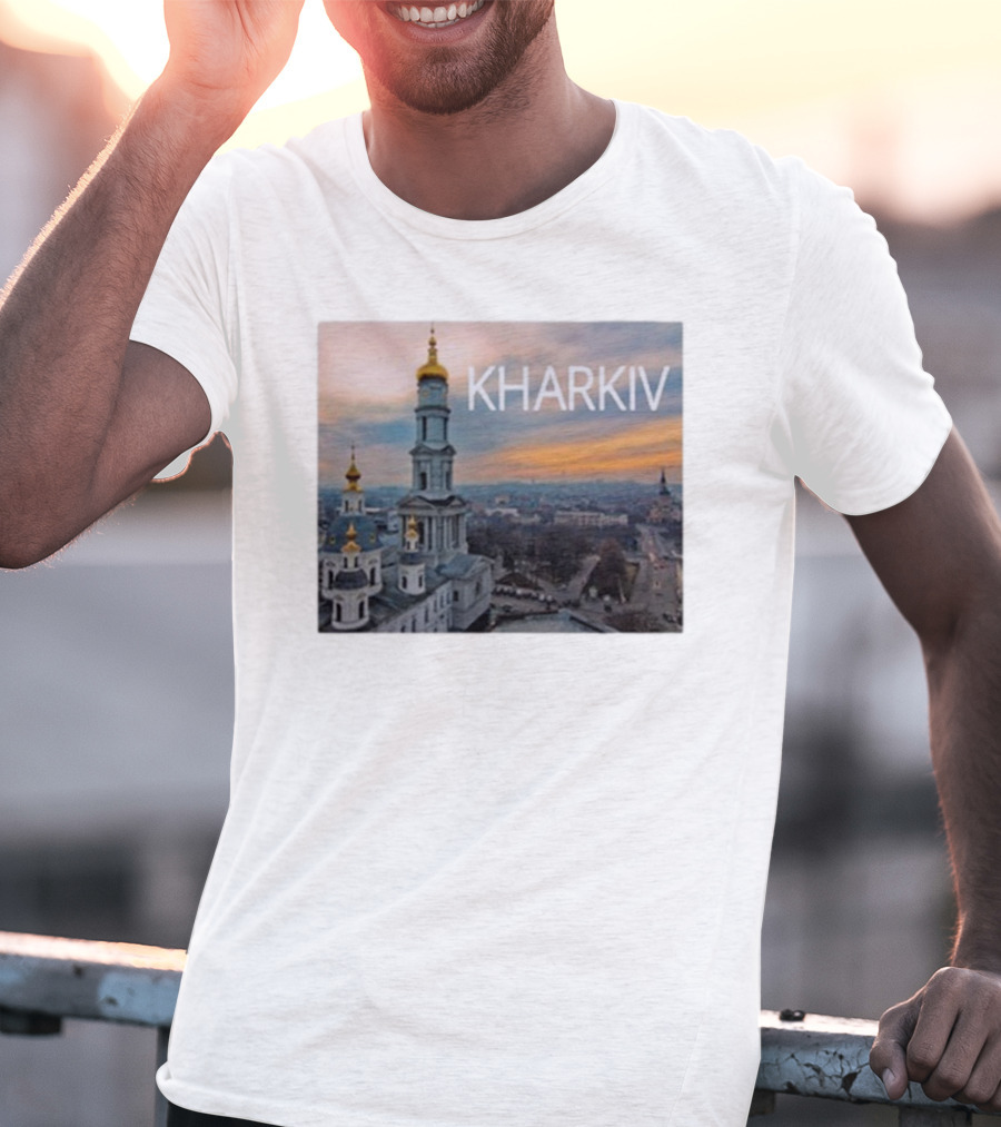 Kharkiv City Skyline With Famous Cathedral Sunset View T-Shirt