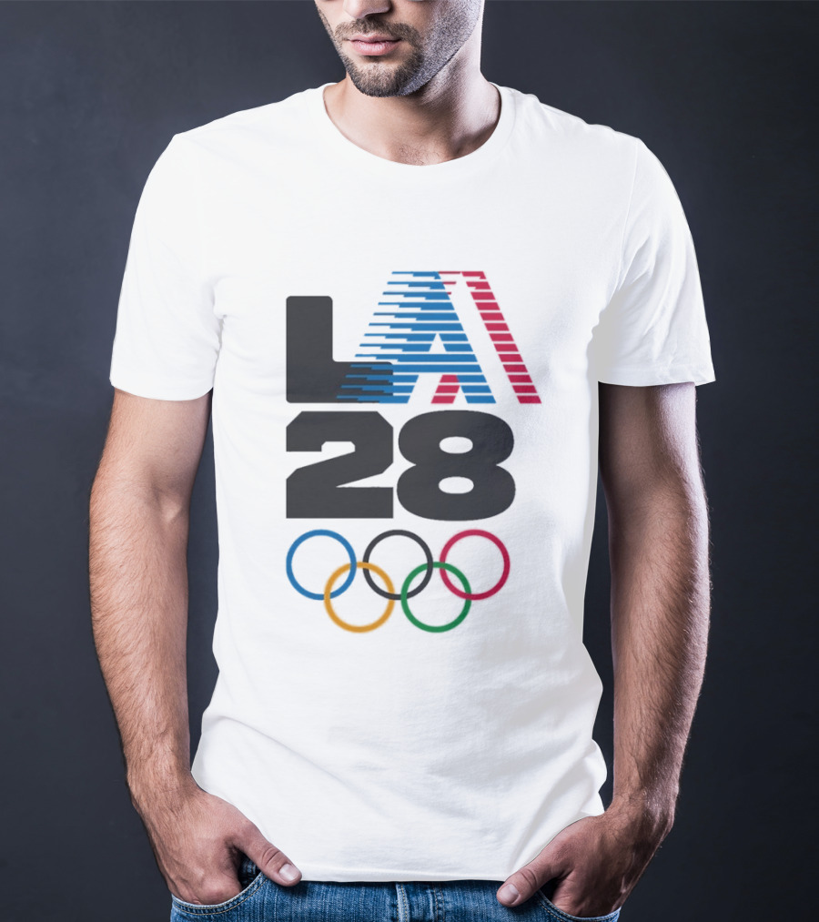 "LA 2028 Summer Olympics Retro Style With Olympic Rings" T-Shirt